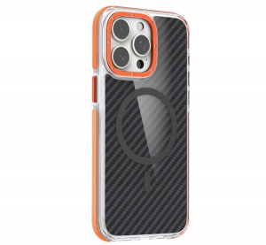 Szilikon telefonv&eacute;dő (&uuml;t&eacute;s&aacute;ll&oacute;s&aacute;g, l&eacute;gp&aacute;rn&aacute;s sarok, karbon minta, wireless, MagSafe) NARANCSS&Aacute;RGA Xiaomi Redmi 14C 4G "Gigapack csomagol&aacute;s" (GP-176062