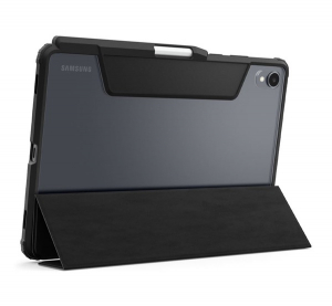 Spigen ULTRA HYBRID PRO tok &aacute;ll&oacute;, bőr hat&aacute;s&uacute; (FLIP, oldalra ny&iacute;l&oacute;, TRIFOLD, asztali tart&oacute;, ceruza tart&oacute;) FEKETE Samsung Galaxy Tab S11 5G (SM-X736B) /