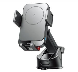 JOYROOM aut&oacute;s tart&oacute; (15W, tapad&oacute;korongos, műszerfalra, automata, wireless, 360&deg;, 68-95mm sz&eacute;les) FEKETE (JR-ZS241S)