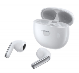 JOYROOM JPODS bluetooth f&uuml;lhallgat&oacute; SZTEREO (v5.3, TWS, mikrofon, zajszűrő, IPX4, csepp&aacute;ll&oacute; + t&ouml;ltőtok) FEH&Eacute;R (JR-PB1 W)