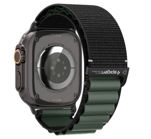 Spigen WBF1 p&oacute;tsz&iacute;j (egyedi m&eacute;ret, nagy, textil, &aacute;ll&iacute;that&oacute;) FEKETE/S&Ouml;T&Eacute;TZ&Ouml;LD Apple Watch Series 5 44mm / Watch Series 4 44mm / Watch Series 3 42mm (AM