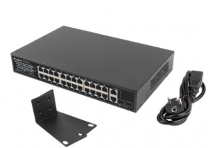 Lanberg 24x 100Mb PoE+/ 2x Combo 19" rackes (360W) V2 switch (RSFE-24P-2C-360)