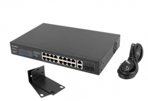 Lanberg menedzsment n&eacute;lk&uuml;li, 16x 100Mb PoE+/ 2x 1GB/1X SFP, 10", 19" rackes (150W) switch (RSFE-16P-2C-150)