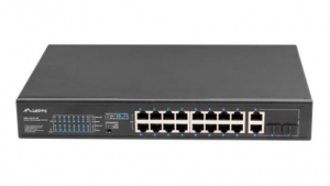Lanberg menedzsment n&eacute;lk&uuml;li, 16x 100Mb PoE+/ 2x 1GB/1X SFP, 10", 19" rackes (150W) switch (RSFE-16P-2C-150)