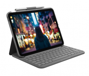 Logitech Slim Folio iPad-billentyűzet (7., 8. &eacute;s 9. gener&aacute;ci&oacute;s) iPad k&eacute;sz&uuml;l&eacute;khez sv&aacute;jci sz&uuml;rke (920-009476)