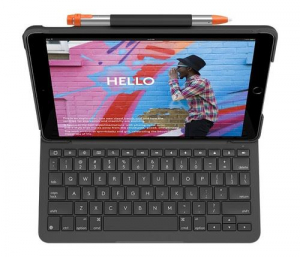 Logitech Slim Folio iPad-billentyűzet (7., 8. &eacute;s 9. gener&aacute;ci&oacute;s) iPad k&eacute;sz&uuml;l&eacute;khez sv&aacute;jci sz&uuml;rke (920-009476)