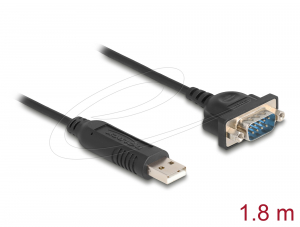 Delock RS-232 USB Adapter USB 2.0 - D-Sub 9 apa csavarokkal kompakt soros csatlakoztat&oacute; h&aacute;zzal 1,8 m (67321)