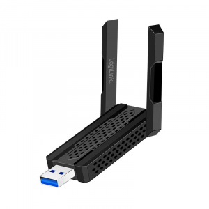 LogiLink Wi-Fi 6E 5.8 GHz-es USB adapter, ak&aacute;r 1201 Mbit/s, 4 dBi antenn&aacute;k, hotspot funkci&oacute;, fekete (WL0250)