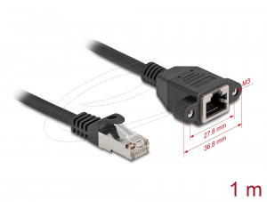 Delock H&aacute;l&oacute;zat bőv&iacute;tő k&aacute;bel S/FTP RJ45 apa - RJ45 anya Cat.6A, 1 m fekete (90775)