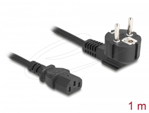 Delock PC t&aacute;pk&aacute;bel f&ouml;ldelt csatlakoz&oacute;val CEE 7/7 90 -ban hajl&iacute;tott - C13 anya, 1 m, 3 x 0,75 mm2 m&eacute;retű fekete (81299)