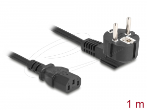 Delock PC t&aacute;pk&aacute;bel f&ouml;ldelt csatlakoz&oacute;val CEE 7/7 90 -ban hajl&iacute;tott - C13 anya, 1 m, 3 x 1,00 mm2 m&eacute;retű fekete (81298)