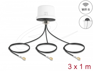 Delock 4G MIMO k&eacute;t s&aacute;vos, k&uuml;lt&eacute;ri, feh&eacute;r WiFi 6 antenna 3 db. SMA apa ULA100, 1 m hossz&uacute;, csavarmenetes (81472)