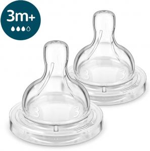 Philips AVENT Anti-Colic, k&ouml;zepes &aacute;tfoly&aacute;s&uacute;, 3m+, 2 db etetőcumi - szoptatott bab&aacute;nak