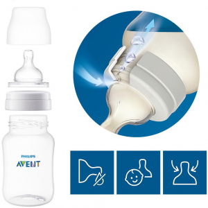 Philips AVENT Anti-Colic, k&ouml;zepes &aacute;tfoly&aacute;s&uacute;, 3m+, 2 db etetőcumi - szoptatott bab&aacute;nak