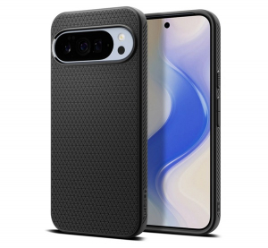 Spigen LIQUID AIR szilikon telefonv&eacute;dő (&uuml;t&eacute;s&aacute;ll&oacute;s&aacute;g, l&eacute;gp&aacute;rn&aacute;s sarok, rombusz, MagSafe) FEKETE Google Pixel 10 Pro XL (ACS09718)