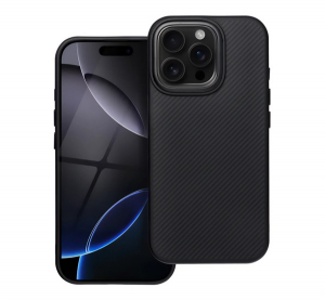 Szilikon telefonv&eacute;dő (&uuml;t&eacute;s&aacute;ll&oacute;s&aacute;g, műanyag h&aacute;tlap, MagSafe, karbon minta) FEKETE Apple iPhone 16e "Gigapack csomagol&aacute;s" (GP-170369)