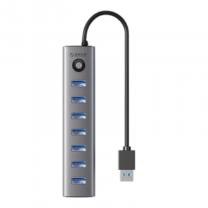 Orico USB3.0 Hub - CL7U-U3-10-GY (7 port, Bemenet: USB-A, Kimenet: 7xUSB-A, ez&uuml;st) (-CL7U-U3-10-GY-BP)