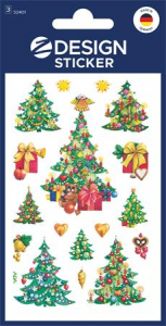 AVERY ZWECKFORM Matrica, pap&iacute;r,  3 &iacute;v, 76x120 mm, , "Z-Desing No.52401", kar&aacute;csonyfa (AY52401)