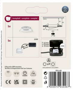 Paulmann Be&eacute;p&iacute;thető l&aacute;mpa LED LED 6.5 W   Nova Feh&eacute;r (matt) (93448)