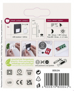 Paulmann Tsaro eckig 80x36mm 1W 80lm 230V 2700K Fali be&eacute;p&iacute;thető l&aacute;mpa LED 1 W Fekete (matt) (80004)