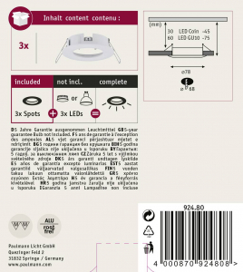 Paulmann EBL Choose Be&eacute;p&iacute;tő gyűrű 3 r&eacute;szes k&eacute;szlet 10 W Feh&eacute;r (matt) (92480)
