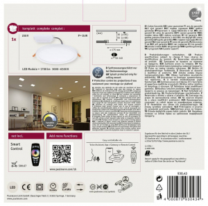 Paulmann AREO VariFit TuneW Zigbee LED-es be&eacute;p&iacute;thető panel LED 13 W Feh&eacute;r (93043)