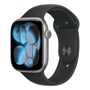 Apple Watch Series 11 GPS 46mm Space Grey Aluminium Case Black Sport Band - S/M (MEV04MP/A)