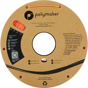 Polymaker PolyLite 3D nyomtat&oacute;sz&aacute;l ABS műanyag k&ouml;zel szagtalan 1.75 mm 1000 g Narancs 1 db (PE01009)