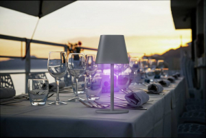 m-e modern-electronics LUNA-80 G  Akkus asztali l&aacute;mpa LED Fixen be&eacute;p&iacute;tett LED-es 3 W Sz&uuml;rke (41435)