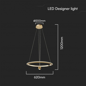 V-TAC VT-10126  LED-es mennyezeti l&aacute;mpa LED EEK: E (A - G) 45 W Arany (23431)
