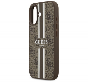 Guess 4G PRINTED STRIPES szilikon telefonv&eacute;dő (&uuml;t&eacute;s&aacute;ll&oacute;s&aacute;g, bőr hat&aacute;s&uacute; h&aacute;tlap, MagSafe) S&Ouml;T&Eacute;TBARNA Apple iPhone 17 (GUHMP17SP4RPSW)