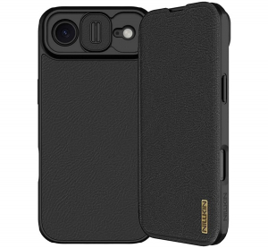Nillkin QIN PRO tok &aacute;ll&oacute;, bőr hat&aacute;s&uacute; (FLIP, oldalra ny&iacute;l&oacute;, k&aacute;rtyazseb, kamerav&eacute;dő) FEKETE Apple iPhone Air (GP-176570)