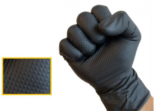 V&eacute;dőkesztyű, egyszer haszn&aacute;latos, nitril, 8,4g, L m&eacute;ret, 100 db, p&uacute;der n&eacute;lk&uuml;li, fekete (MER043)