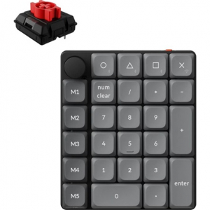 Keychron K0 Max Bluetooth / vezet&eacute;k n&eacute;lk&uuml;li Milk POM Red mechanikus numerikus billentyűzet fekete (K0M-H1)
