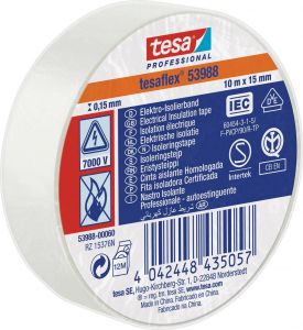 Tesa Szigetelőszalag  Professional Feh&eacute;r (H x Sz) 10 m x 15 mm 1 db (53988-00060-00)