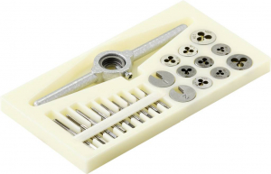 TOOLCRAFT Egyv&aacute;g&aacute;sos menetf&uacute;r&oacute; k&eacute;szlet 30 r&eacute;szes HSS M1, M1.1, M1.2, M1.4, M1.6, M1.8, M2, M2,2, M2.5 (TO-7106694)