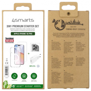 4Smarts 3in1 Premium Starter Set H&aacute;tlap Apple iPhone 16 Pro &Aacute;tl&aacute;tsz&oacute; Indukt&iacute;v t&ouml;lt&eacute;s (541177)