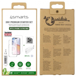4Smarts 3in1 Premium Starter Set H&aacute;tlap Apple iPhone 16 Pro Max &Aacute;tl&aacute;tsz&oacute; Indukt&iacute;v t&ouml;lt&eacute;s (541178)