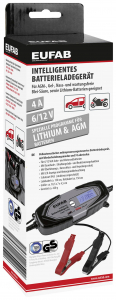 Eufab Intelligentes Batterieladeger&auml;t 6/12V 4A, auch f&uuml;r Lithiumbatterien  Aut&oacute;s t&ouml;ltők&eacute;sz&uuml;l&eacute;k, Automatikus t&ouml;ltő 12 V, 6 V 2 A 4 A (16647)
