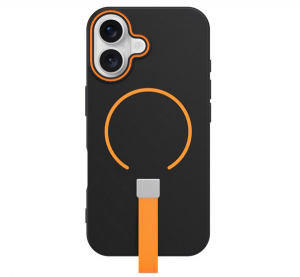 Szilikon telefonv&eacute;dő (mikrofiber pl&uuml;ss belső, kamerav&eacute;dő, ujjra h&uacute;zhat&oacute; p&aacute;nt, MagSafe) FEKETE Apple iPhone 16 Pro "Gigapack csomagol&aacute;s" (GP-177465)