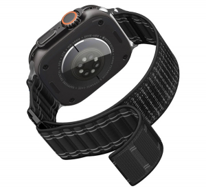 Spigen WBF0 p&oacute;tsz&iacute;j (egyedi m&eacute;ret, nagy, nylon, t&eacute;pőz&aacute;ras, &aacute;ll&iacute;that&oacute;) FEKETE Apple Watch Series 5 44mm / Watch Series 4 44mm / Watch Series 3 42mm (AM