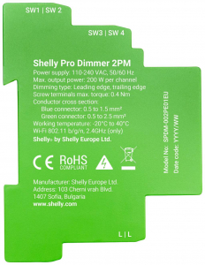 Shelly Pro Dimmer 2PM Kalaps&iacute;n rel&eacute; Bluetooth, Wi-Fi (_Pro_Dimmer_2PM;1)