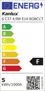 Kanlux LED-es f&eacute;nyforr&aacute;s EEK: F (A - G) S C37 4,9W E14 RGBCCT E14 4.9 W Hidegfeh&eacute;r, RGB, Melegfeh&eacute;r, Feh&eacute;r (33644;1)