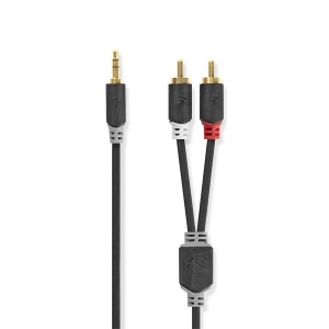 Nedis sztereo audi&oacute; k&aacute;bel 3,5mm sztereo jack - 2x RCA 1m (CABW22200AT10)