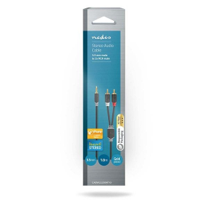Nedis sztereo audi&oacute; k&aacute;bel 3,5mm sztereo jack - 2x RCA 1m (CABW22200AT10)