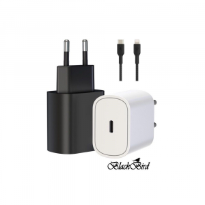 BlackBird T145 25W h&aacute;l&oacute;zati t&ouml;ltő adapter + Lightning k&aacute;bel 1m fekete (BH1655)