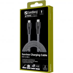 Sandberg Survivor USB-C - USB-C t&ouml;ltők&aacute;bel 100W, 2m (441-67)