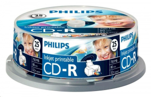 Philips CD-R80IW 80'/700MB írható lemez nyomtatható hengeres 25db/cs