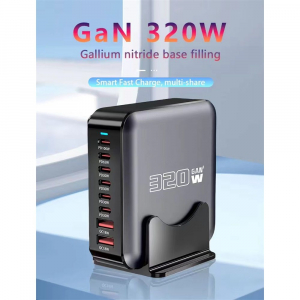 BlackBird GAN 320W 1xUSB-C PD100W + 1xUSB-C PD65W + 4xUSB-C PD30W + 2xUSB QC18W h&aacute;l&oacute;zati t&ouml;ltő (BH1666)