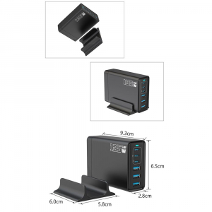 BlackBird GAN 135W 3xUSB-C 20W + 3xUSB 5V h&aacute;l&oacute;zati t&ouml;ltő fekete (BH1669)